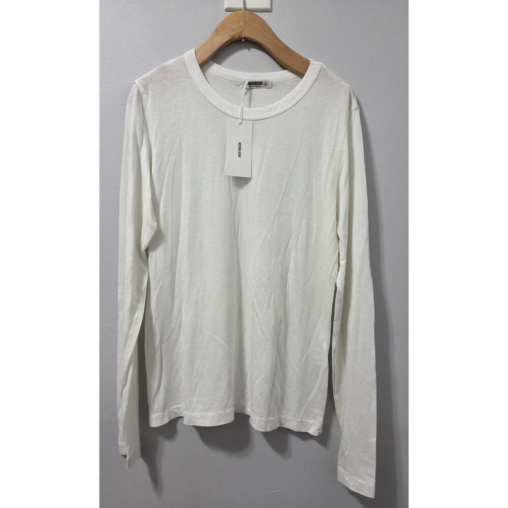 NWT Buck Mason White Cloud Jersey Slim Crew Long Sleeve Tee Med Bamboo Wool READ